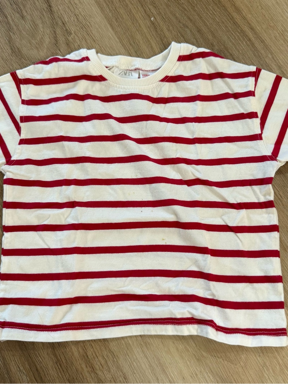 Zara Red and White Striped Short Sleeve Tee